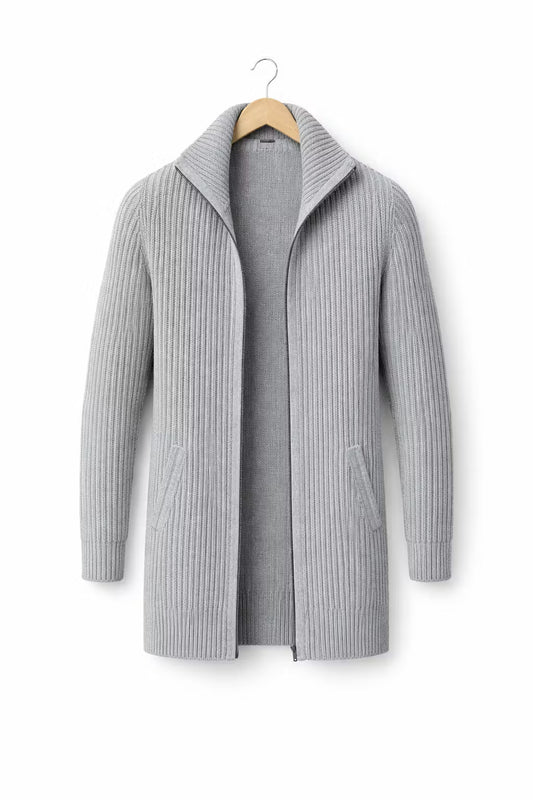 Ribbed Shawl Collar Cardigan