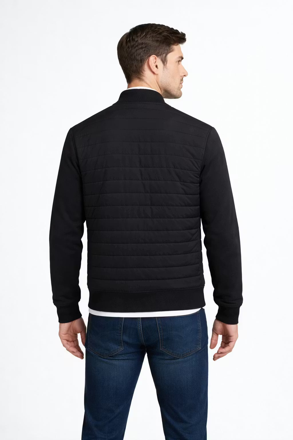 Quilted Stand Collar Zip Jacket with Standard Sleeves