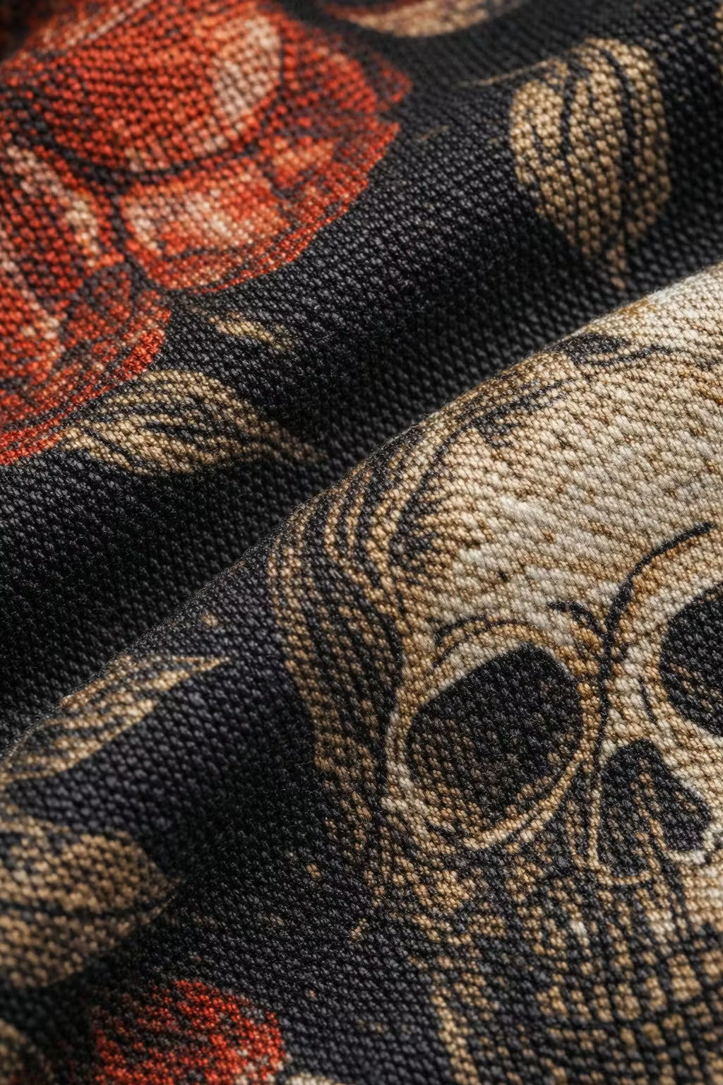 Floral Skull Print Short Sleeve Button Shirt
