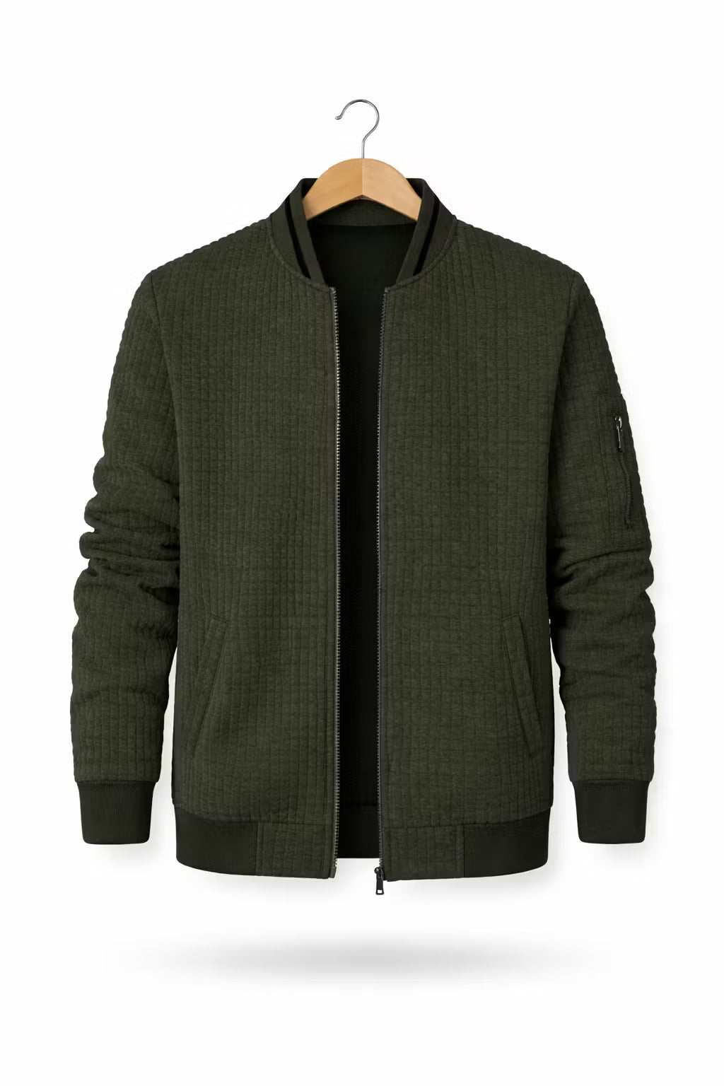 Textured Knit Bomber Jacket