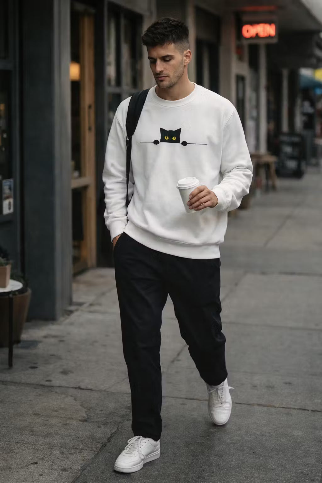 Midnight Cat Graphic Sweater