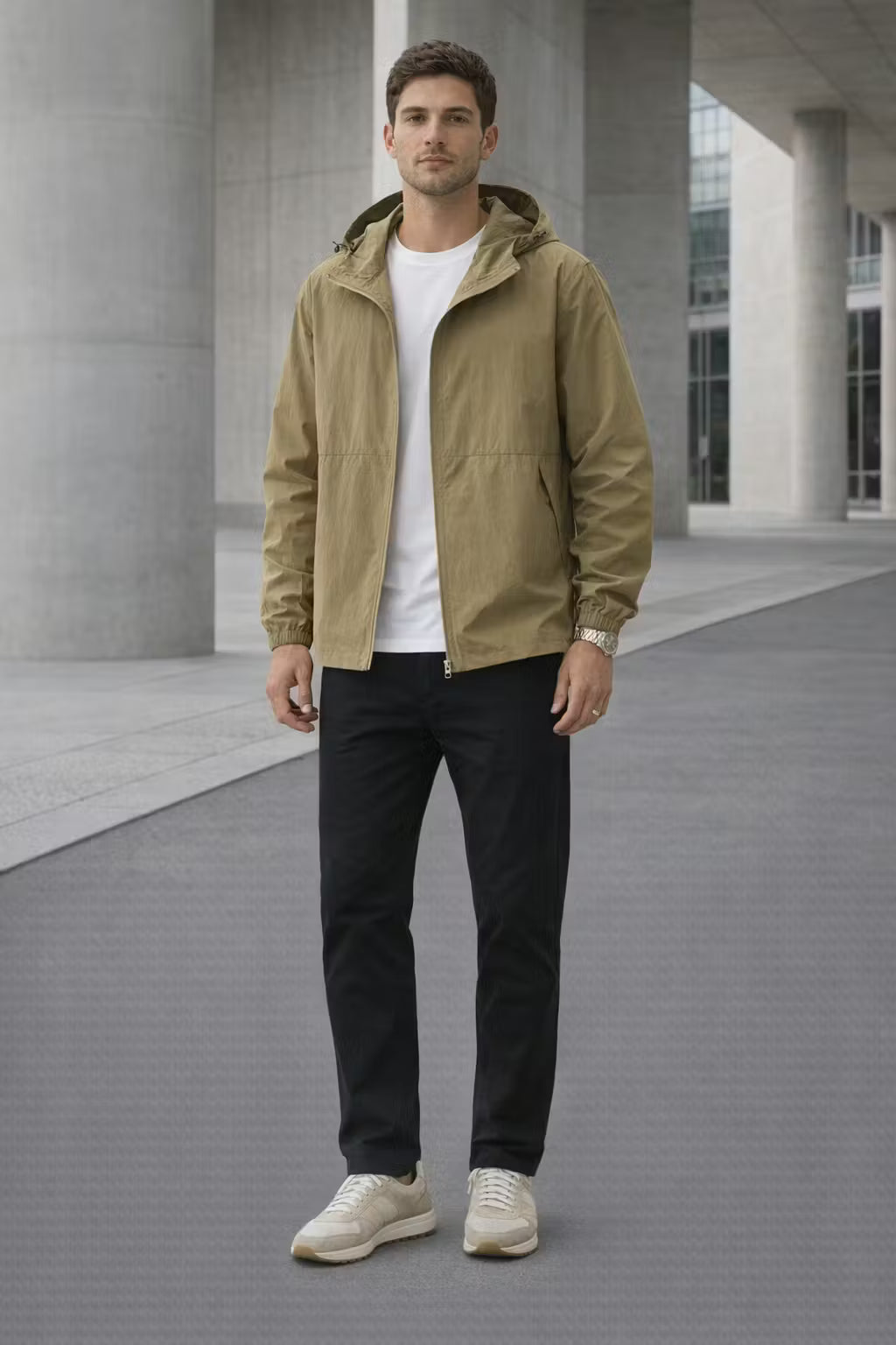 Crinkle Nylon Hooded Jacket