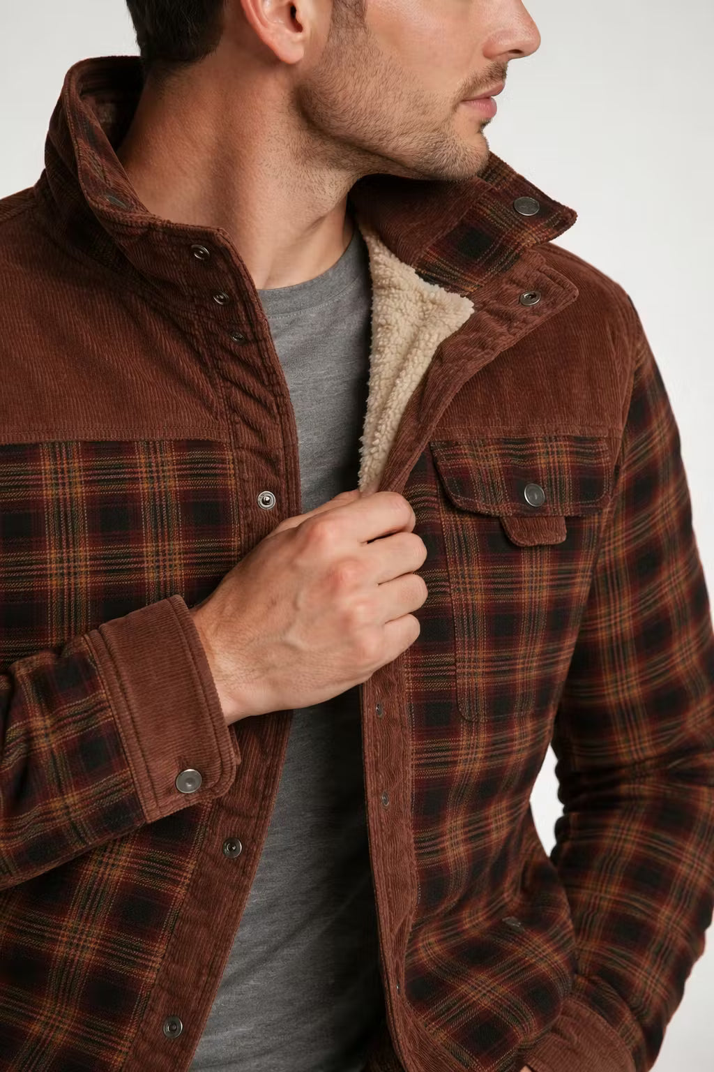 Men’s Plaid Button Jacket