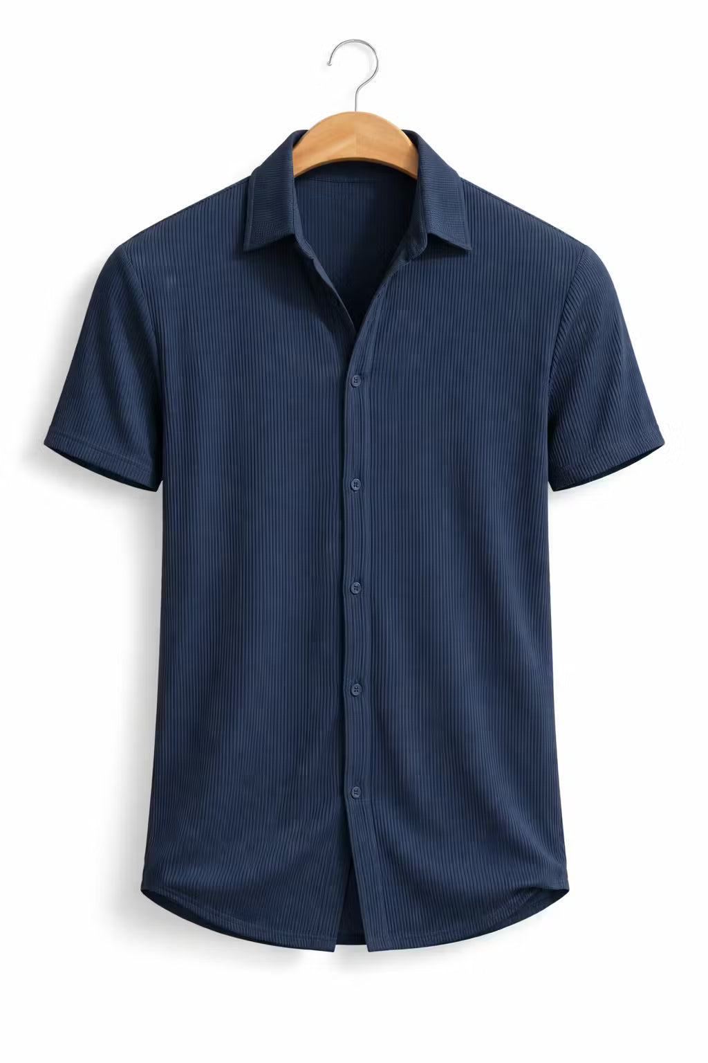 Vertical Textured Short Sleeve Button Shirt