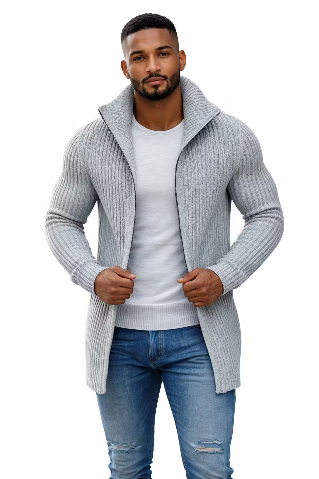 Ribbed Shawl Collar Cardigan