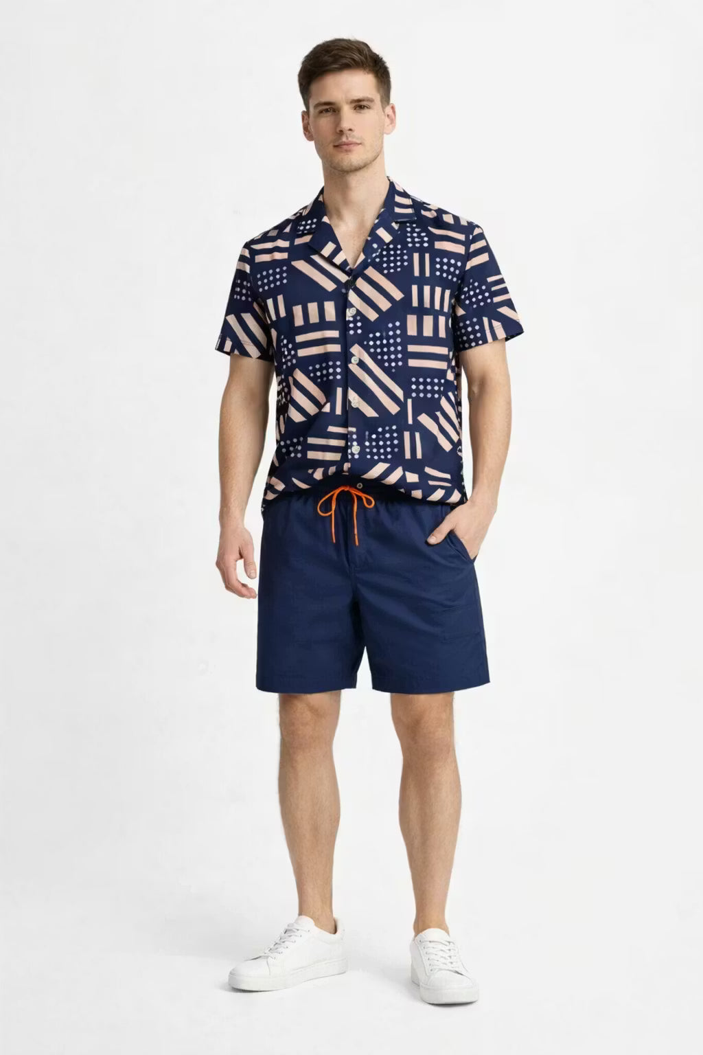 Geometric Print Shirt and Shorts Set