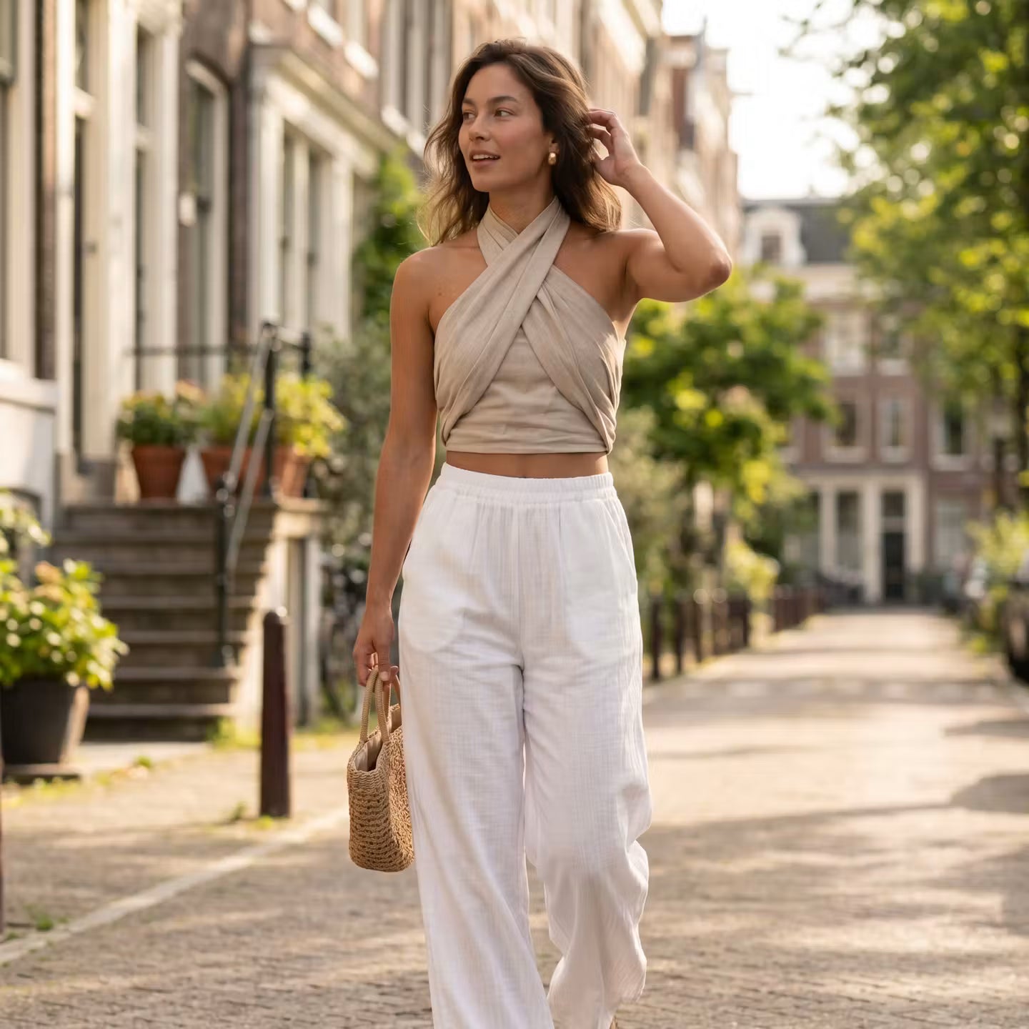 Lina Cross-Halter Top