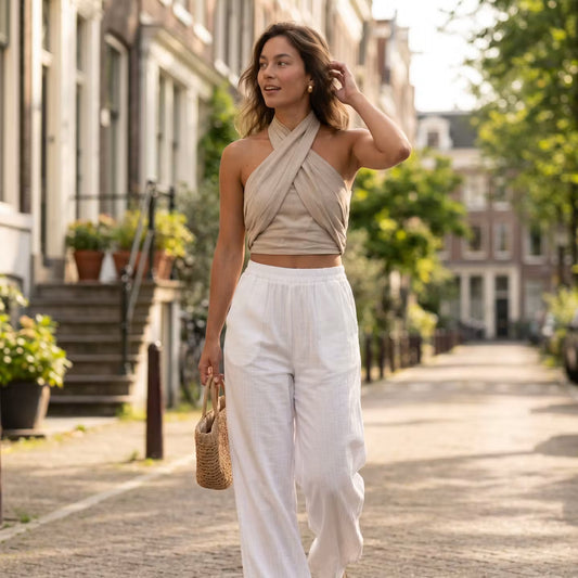 Lina Cross-Halter Top