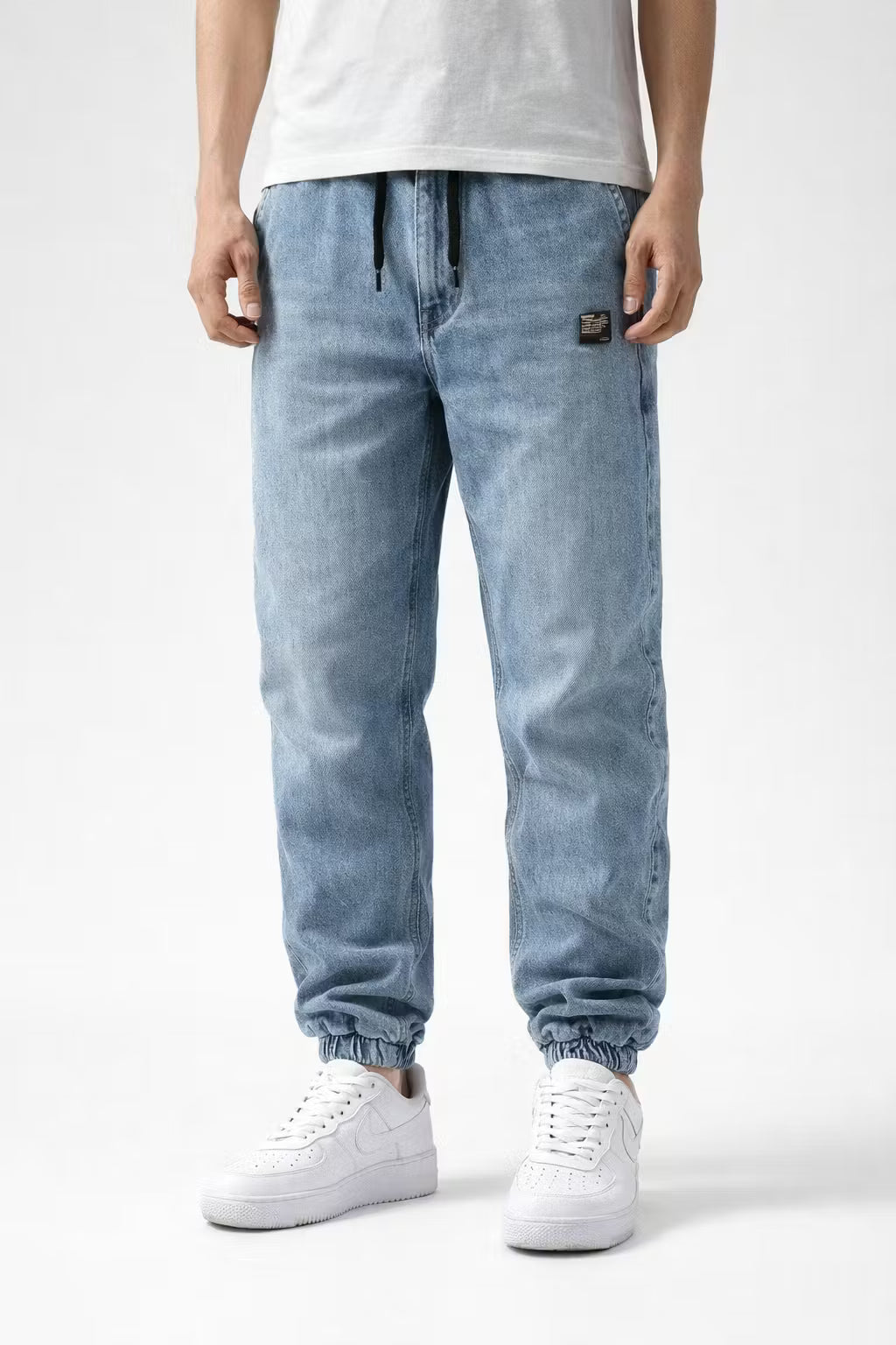 Denim Drawstring Jogger Pants