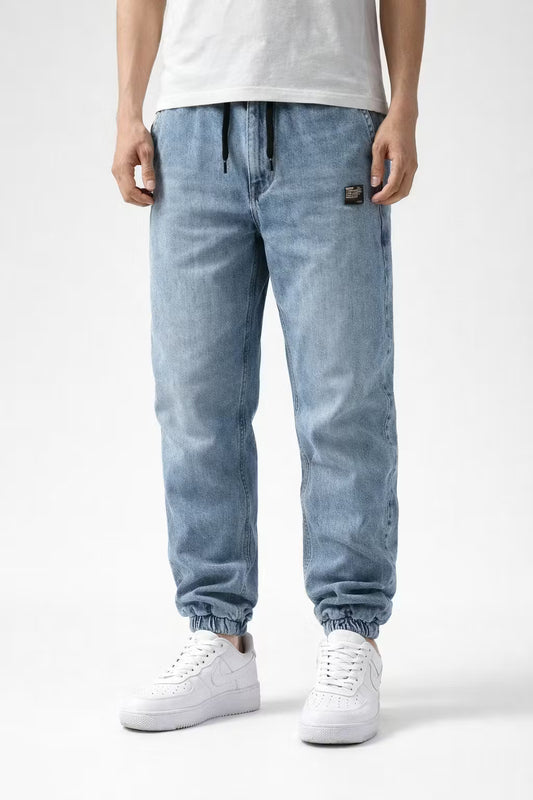 Denim joggingbroek met trekkoord