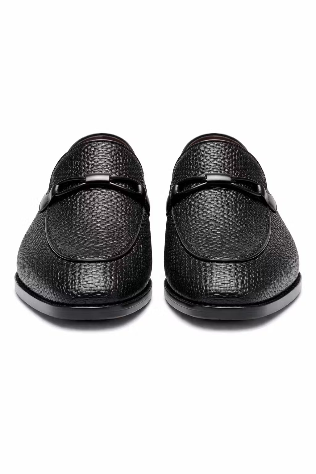 Textured Leather Horsebit Loafers