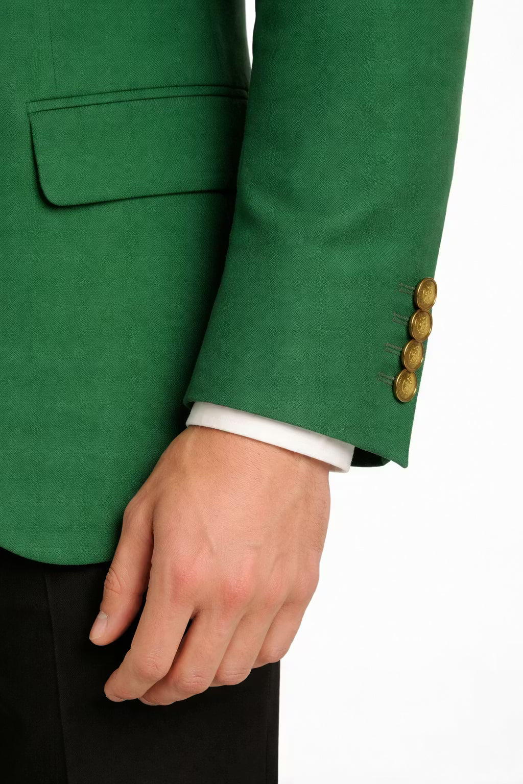 Men’s Green Blazer Jacket With Button Front Notched Collar