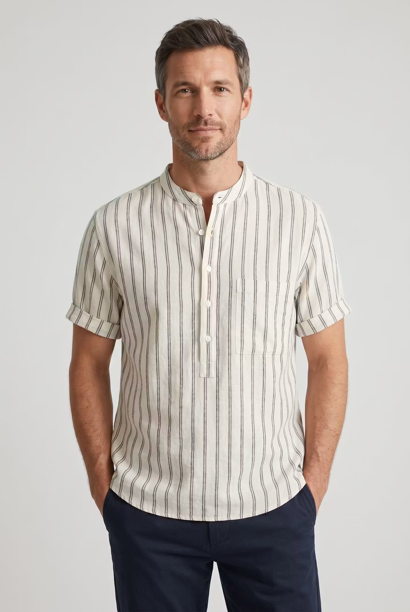 Alden Stripe Grand Collar Shirt