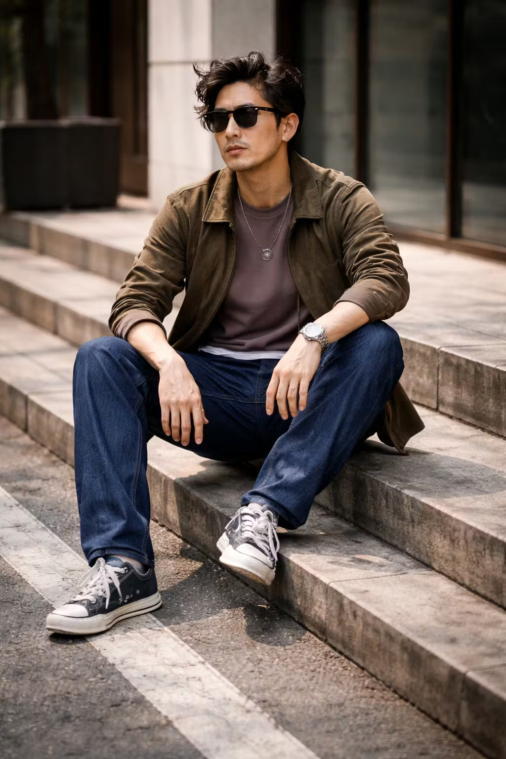 Indigo Pleated Relaxed Denim Pant