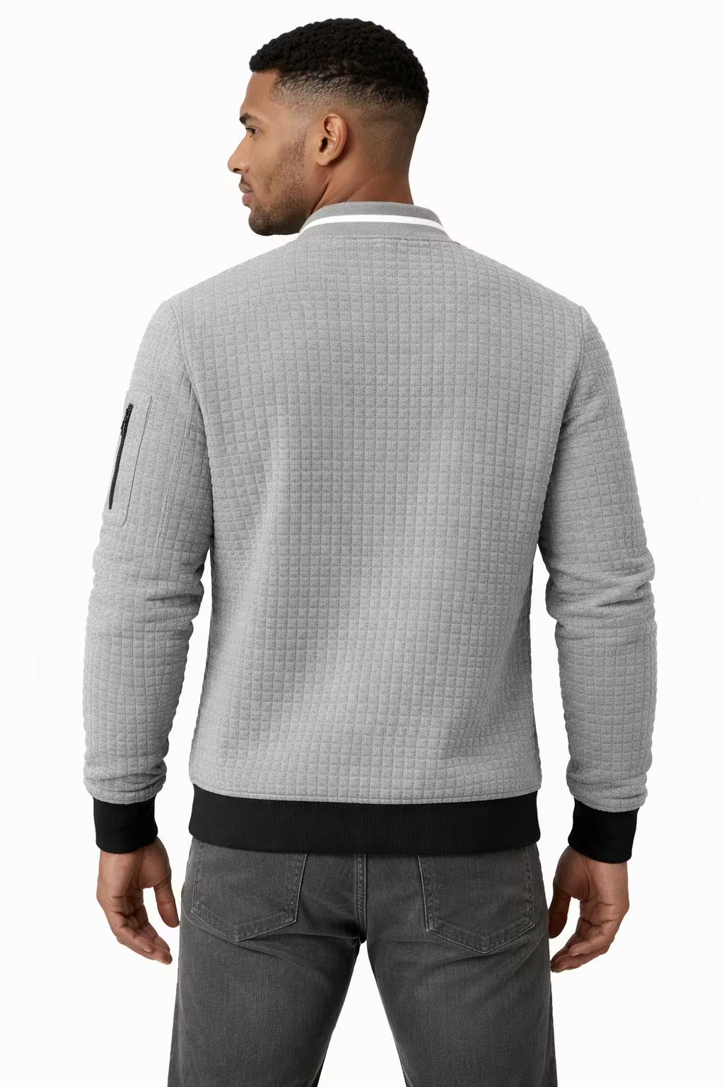 Textured Knit Bomber Jacket