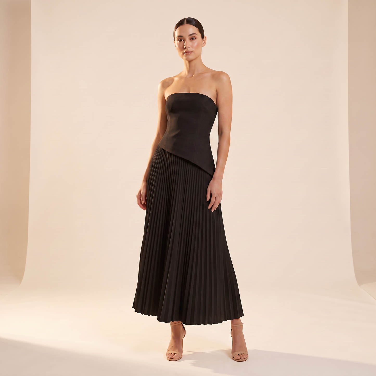 Monochrome Line mouwloze maxi-jurk