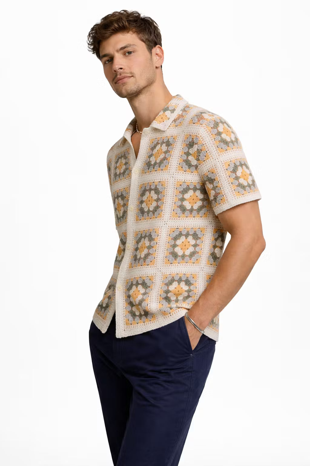 Heritage Grid Crochet Button Shirt