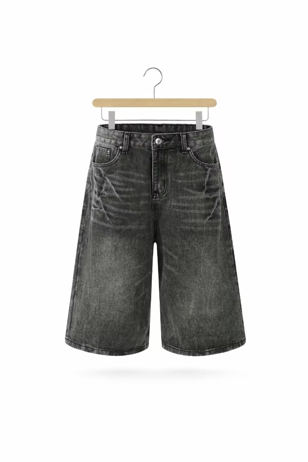 Washed Wide Leg Denim Shorts