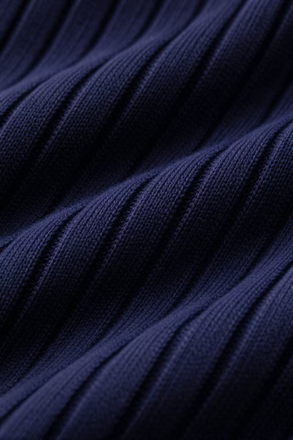 Ribbed Knit Long Sleeve Polo Shirt