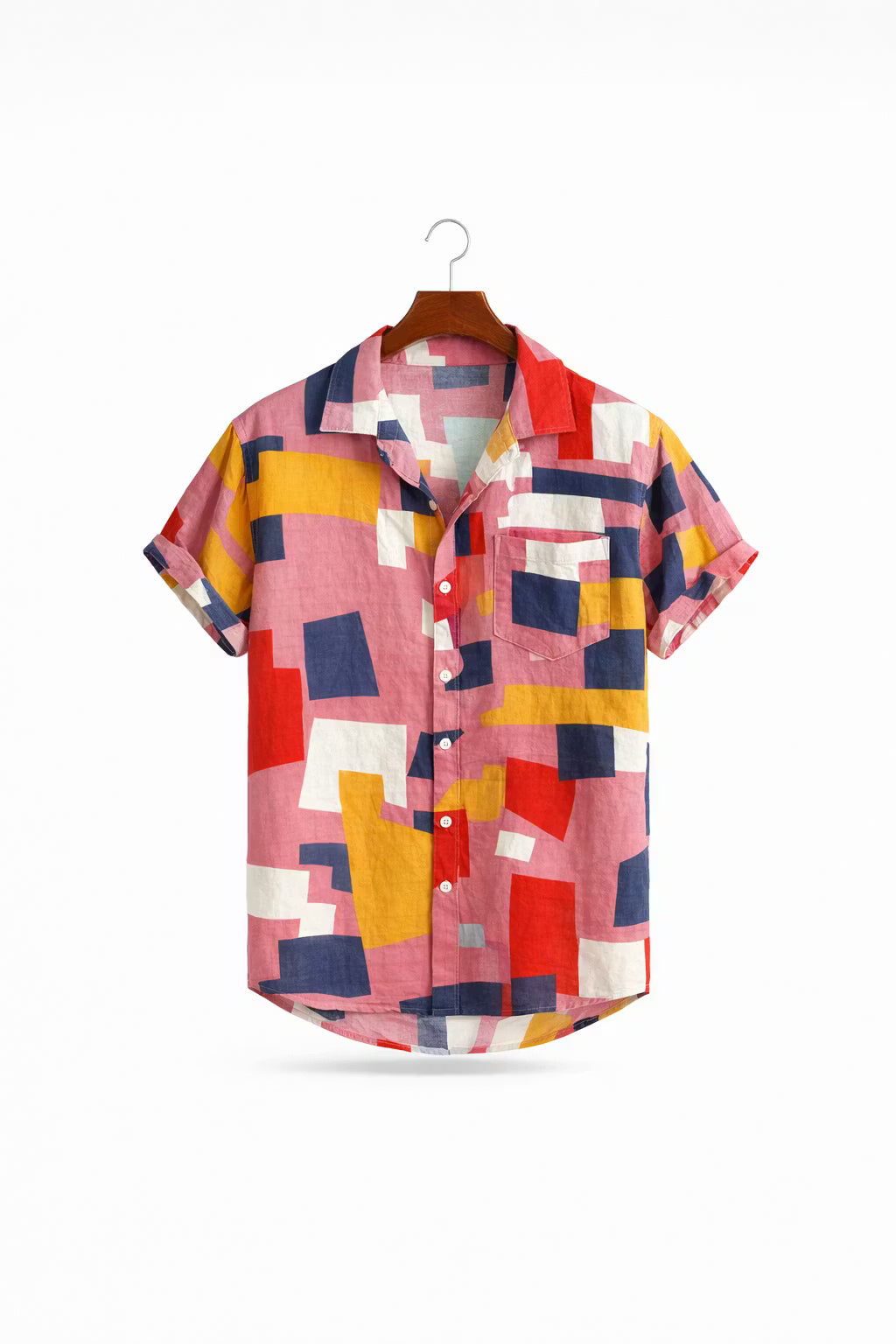 Abstract Print Short Sleeve Button Shirt