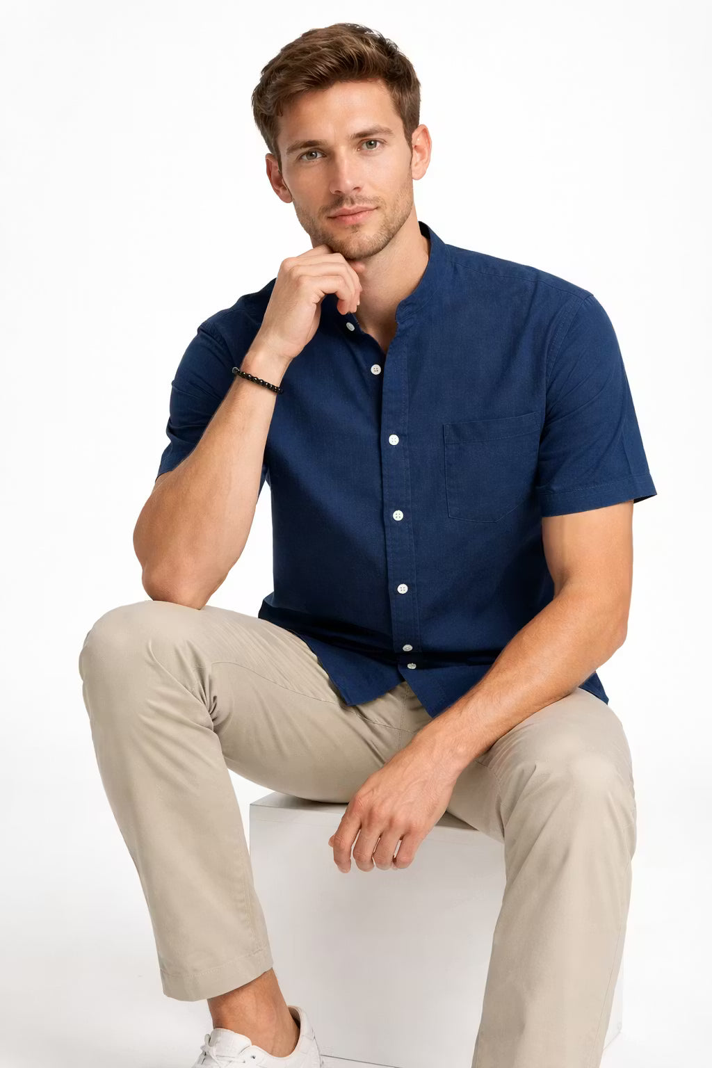 Men’s Cotton Home Short Sleeve Button Shirt