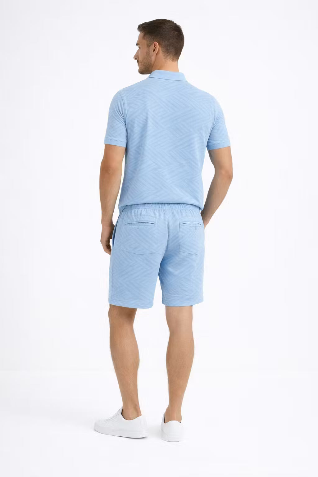 Jacquard Polo and Drawstring Shorts Set