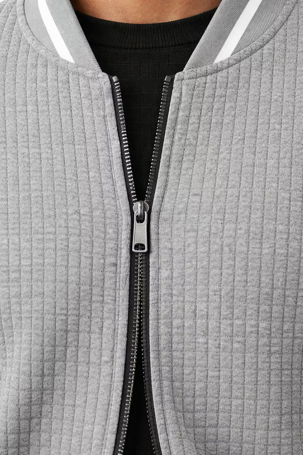 Textured Knit Bomber Jacket