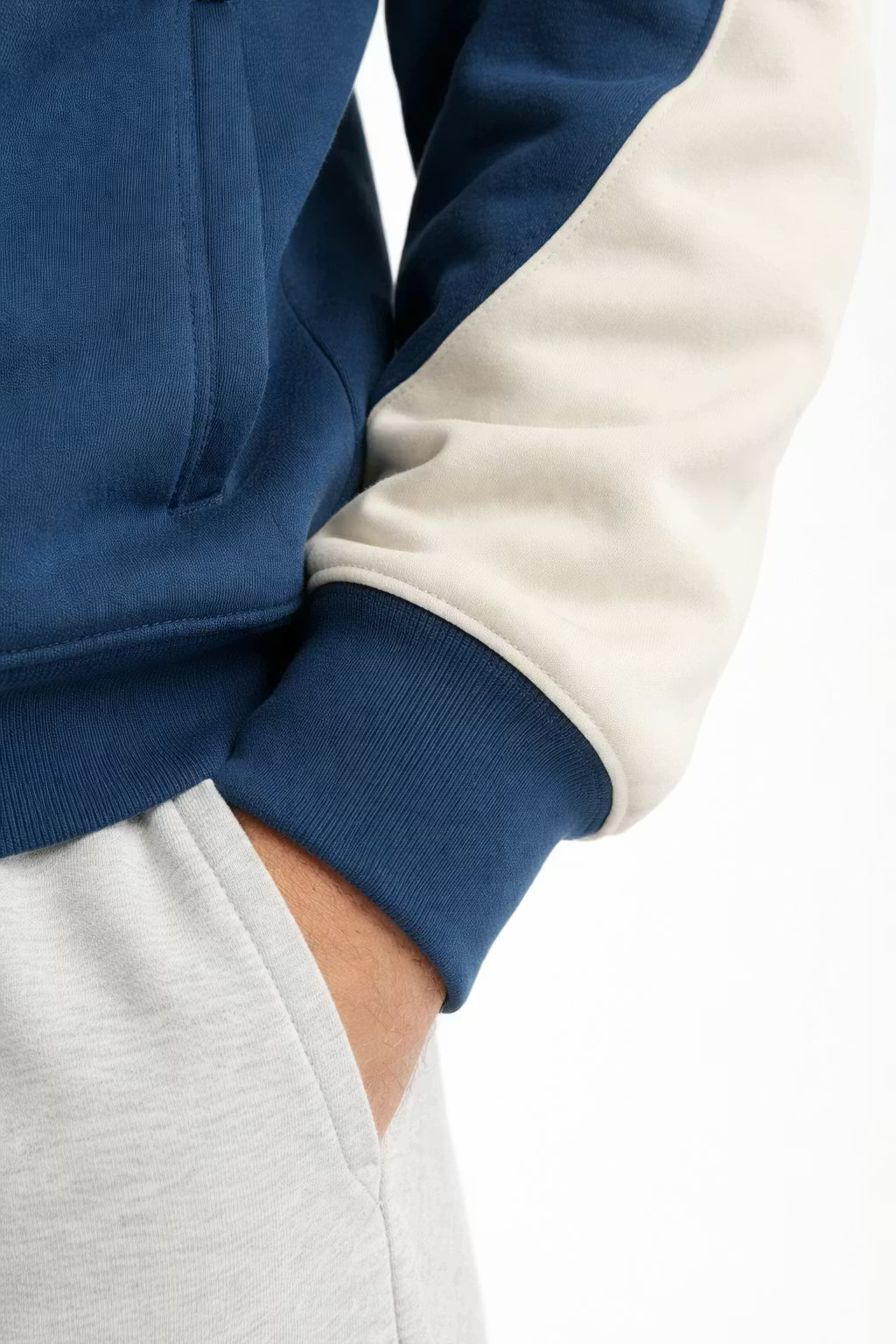 Contrast Panel Streetwear Zip Hoodie