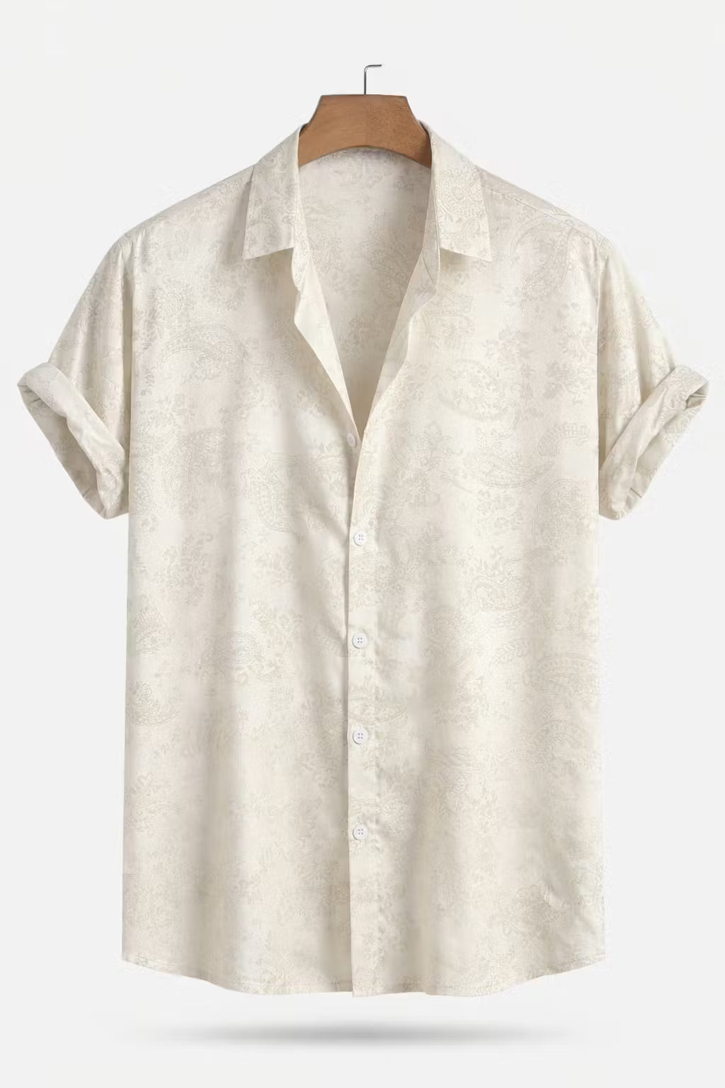 Paisley Jacquard Short Sleeve Button Shirt