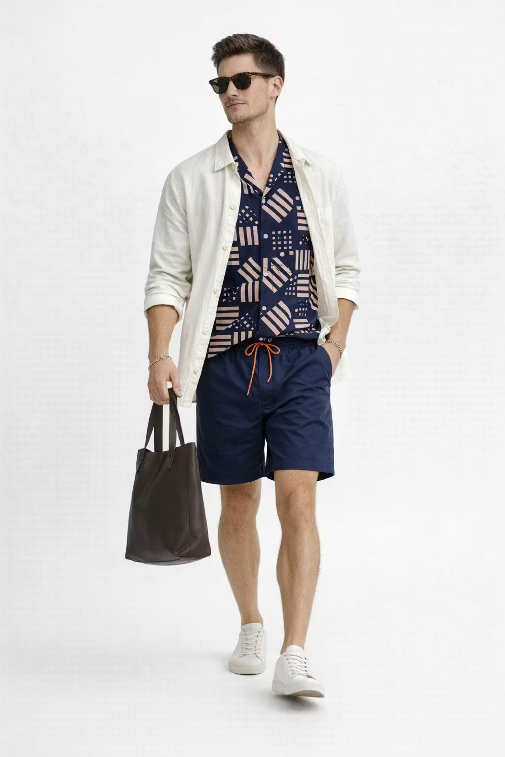 Geometric Print Shirt and Shorts Set