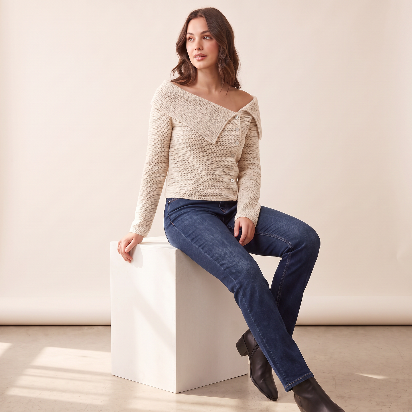 Mirelle gebreid vest met omslagkraag