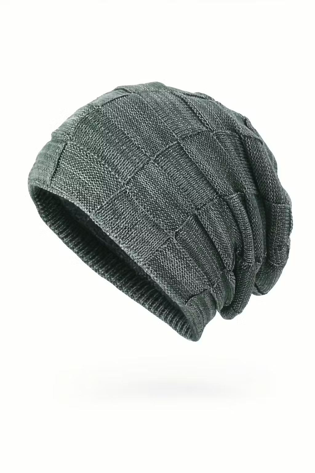 Grid Slouch Knit Beanie