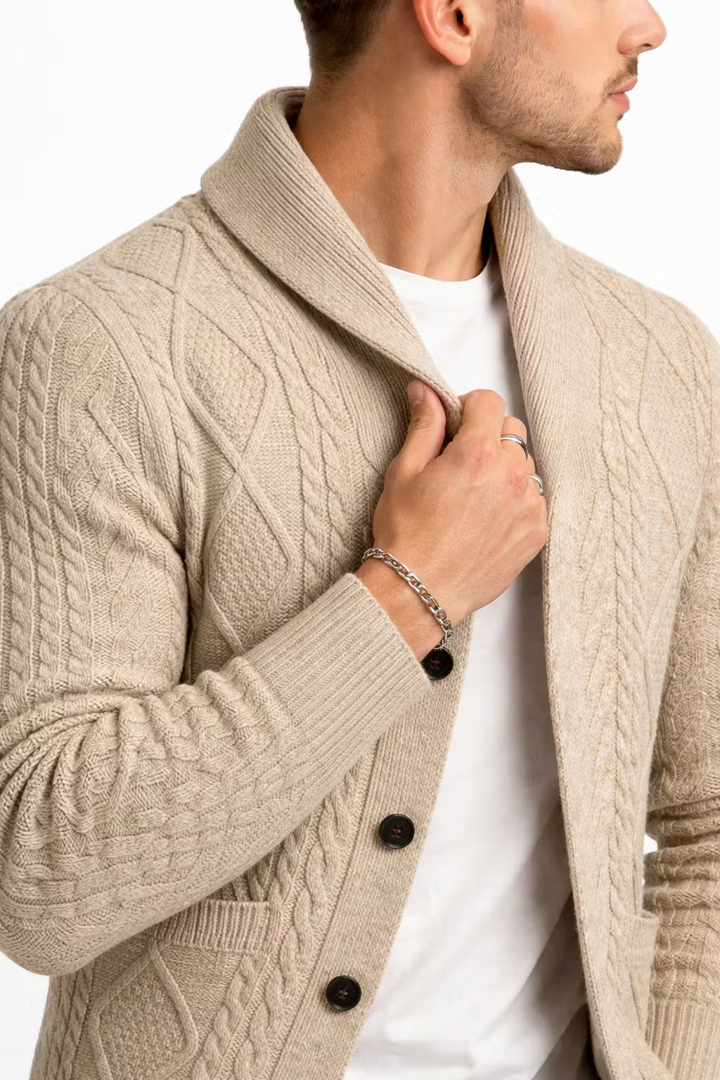 Cable Knit Button Front Cardigan Sweater