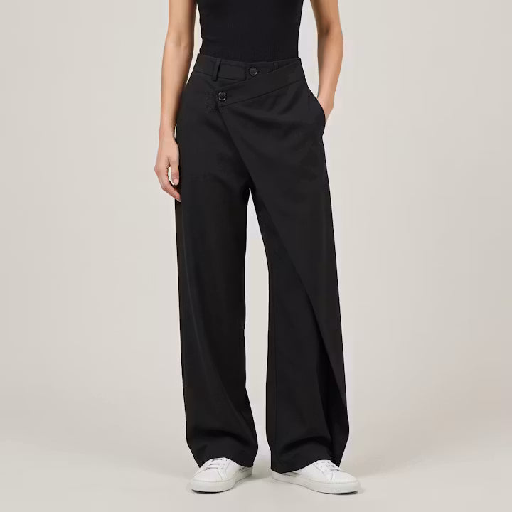 Sloane asymmetrische broek met wijde pijpen