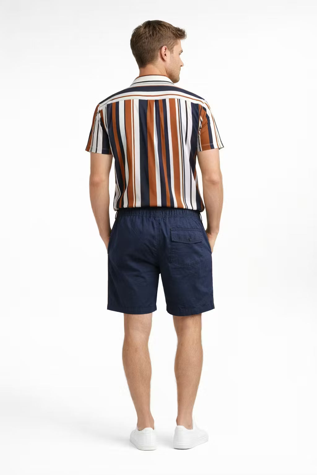 Vertical Stripe Shirt and Shorts Set