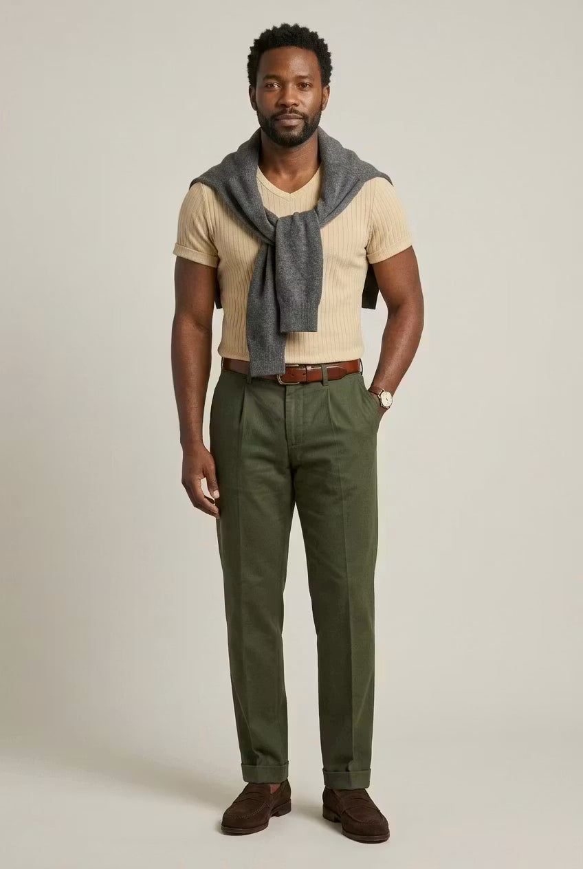 Ribbed City V-Neck Tee