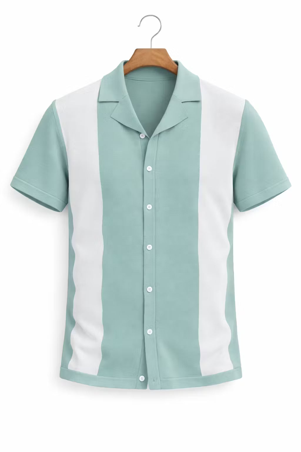 Contrast Panel Knit Button Shirt