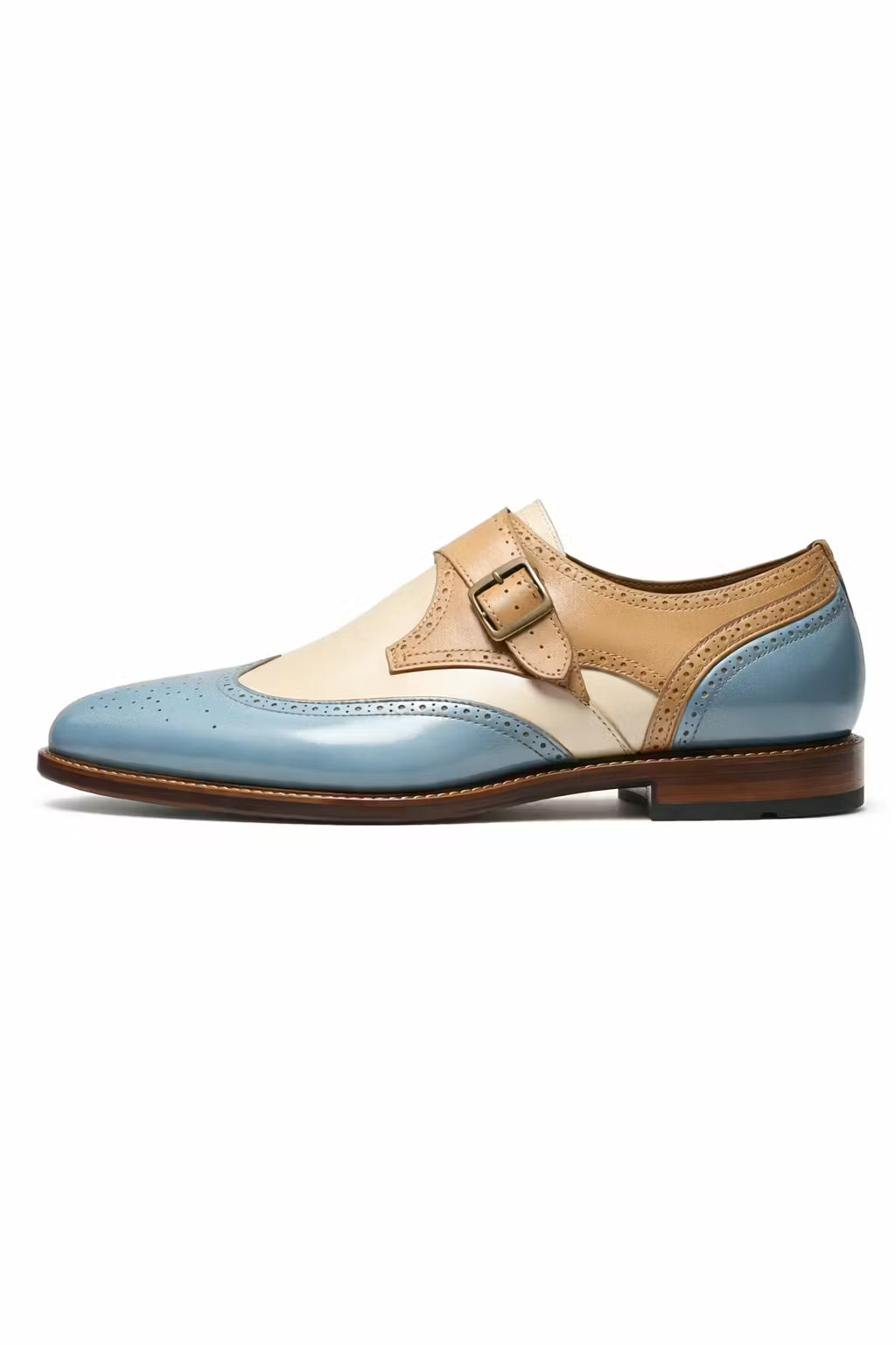Tri-Tone Monk Strap Wingtip Oxfords