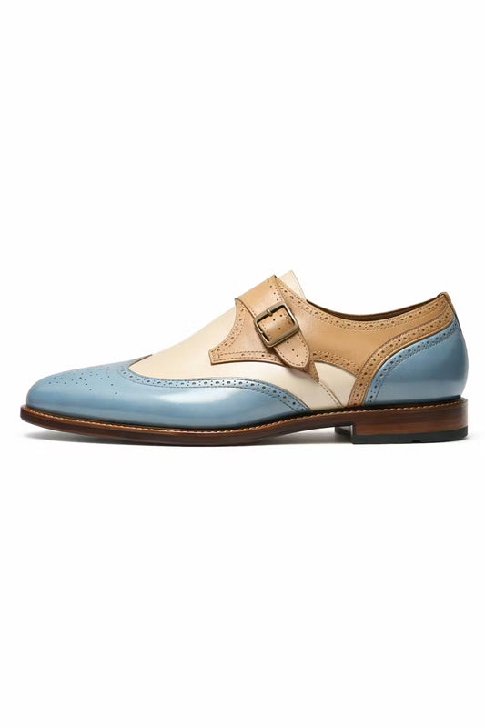 Tri-Tone Monk Strap Wingtip Oxfords