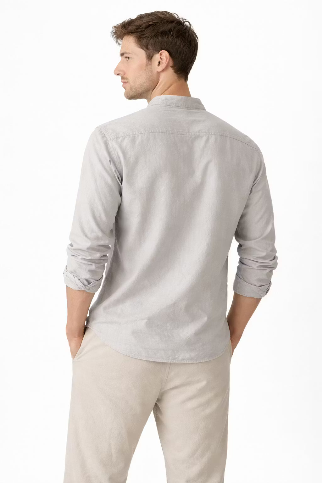 Men’s Linen Home Long Sleeve Henley Shirt
