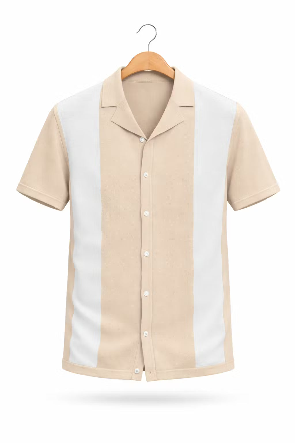 Contrast Panel Knit Button Shirt