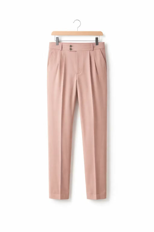 High-Waist Pleated Tailored Trousers