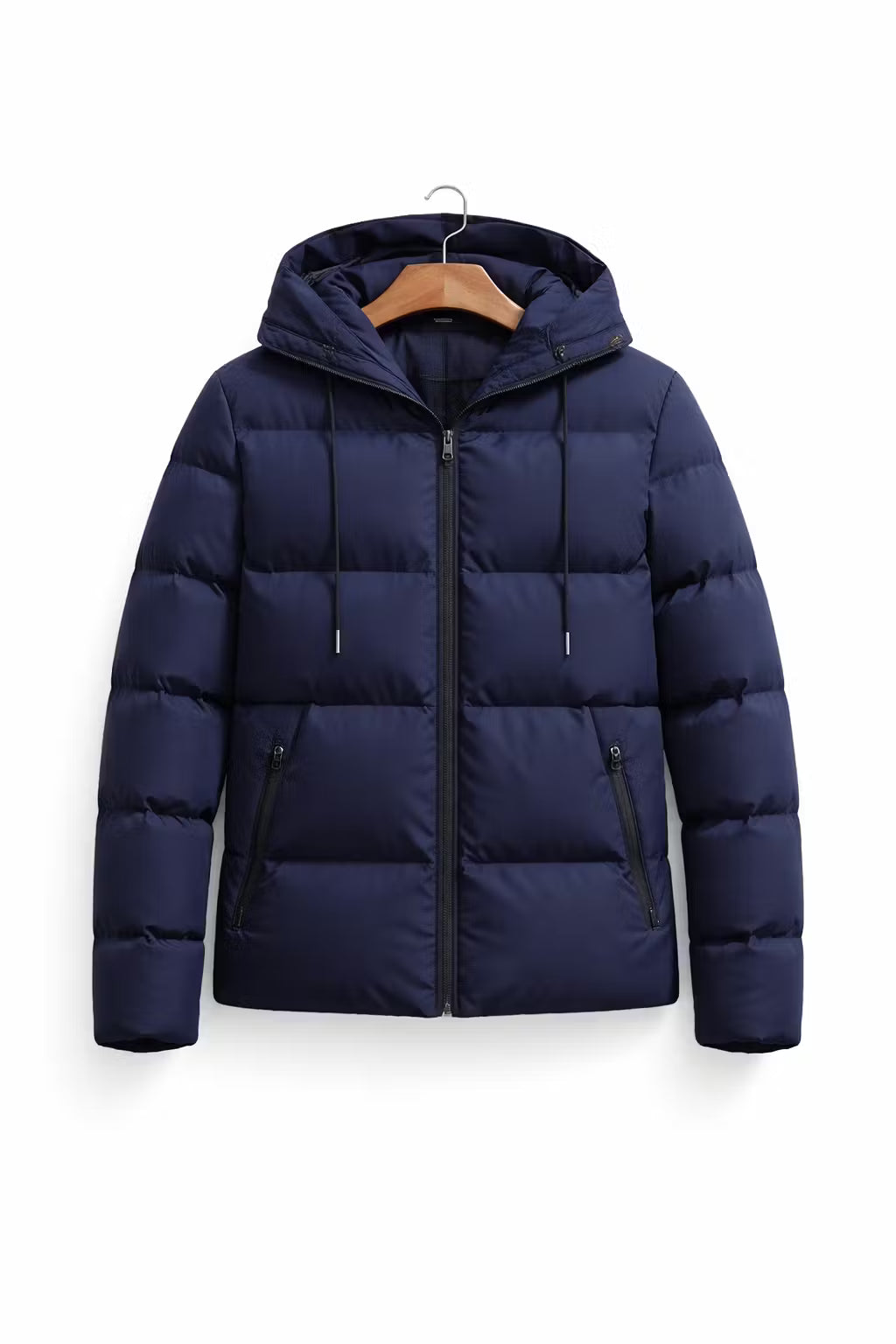 Men’s Hooded Quilted Jacket With Padded Panels