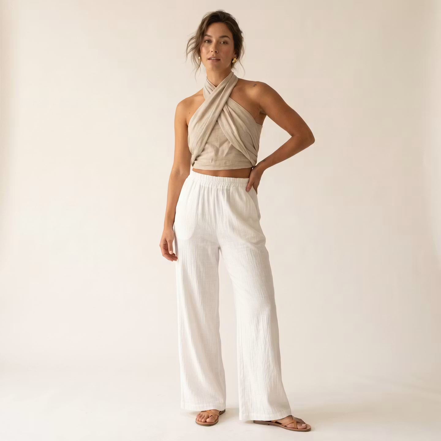 Lina Cross-Halter Top