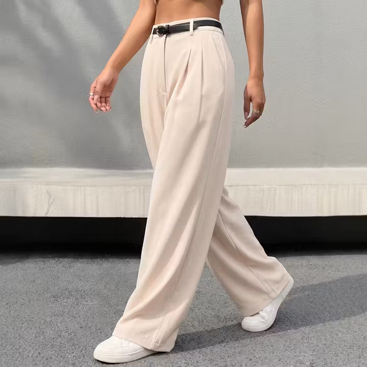 Elara geplooide broek met wijde pijpen