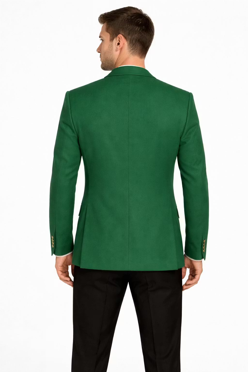Men’s Green Blazer Jacket With Button Front Notched Collar