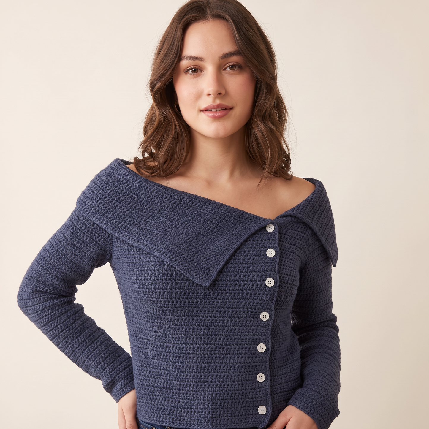 Mirelle gebreid vest met omslagkraag