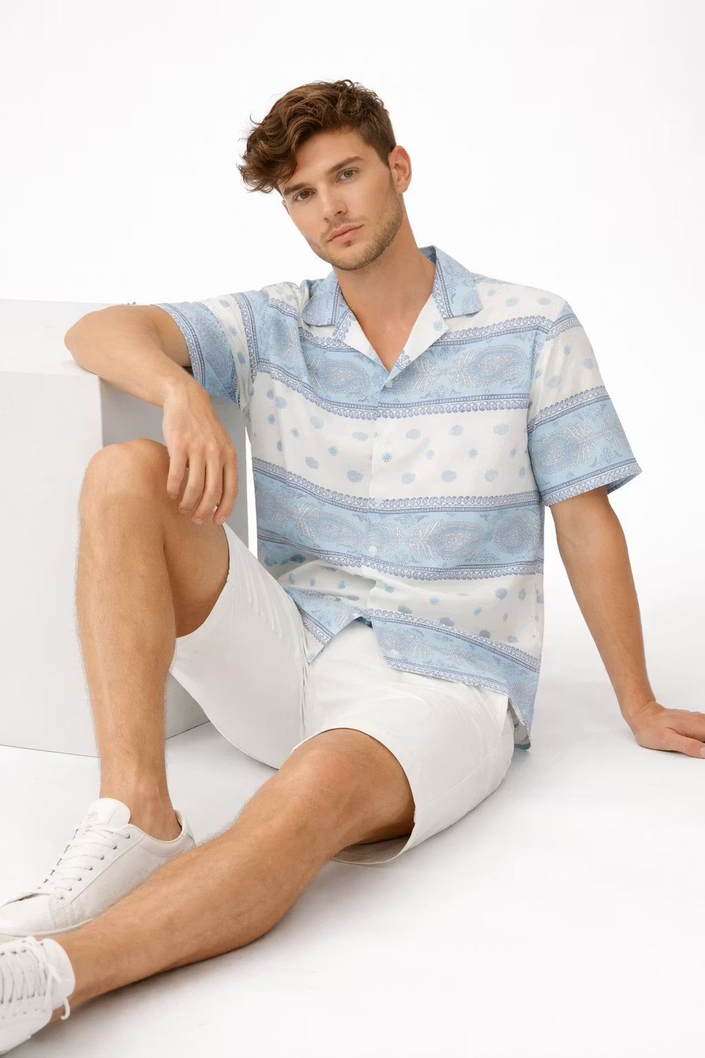 Paisley Stripe Camp Collar Shirt