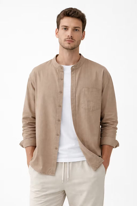 Men’s Linen Home Long Sleeve Button Shirt