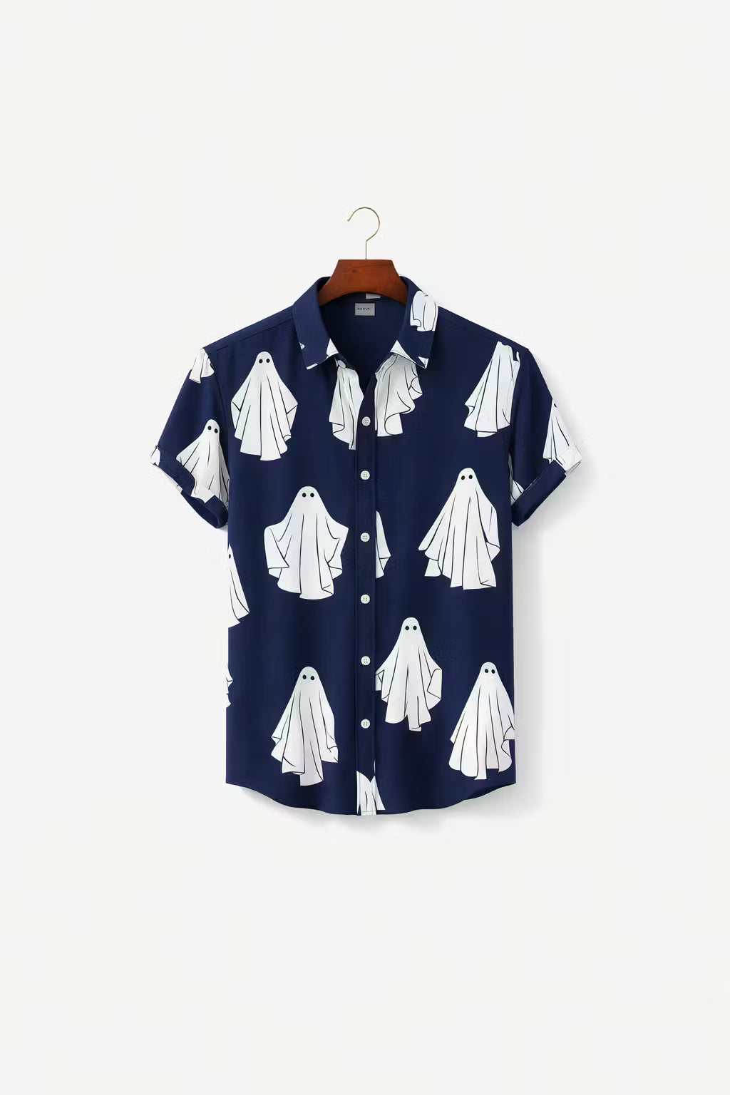 Ghost Print Short Sleeve Button Shirt